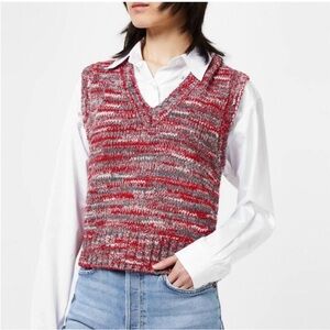 Re/Done 60s Sweater Vest Red Multi Size XS